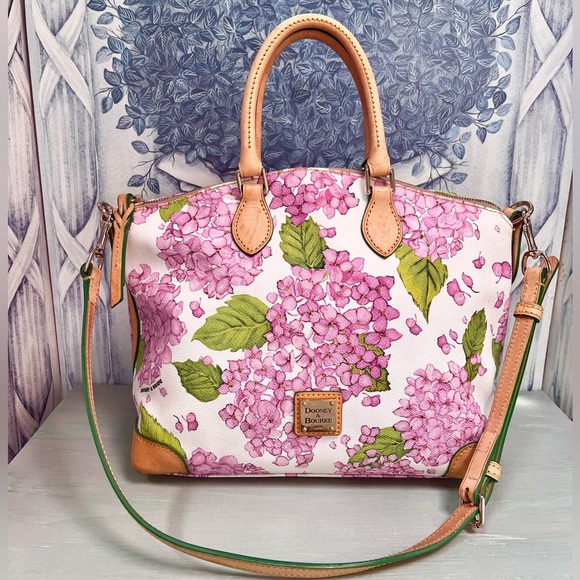 Dooney and Bourke Gorgeous Convertible Bag With Lavender Hydrangea Flowers - Picture 2 of 14